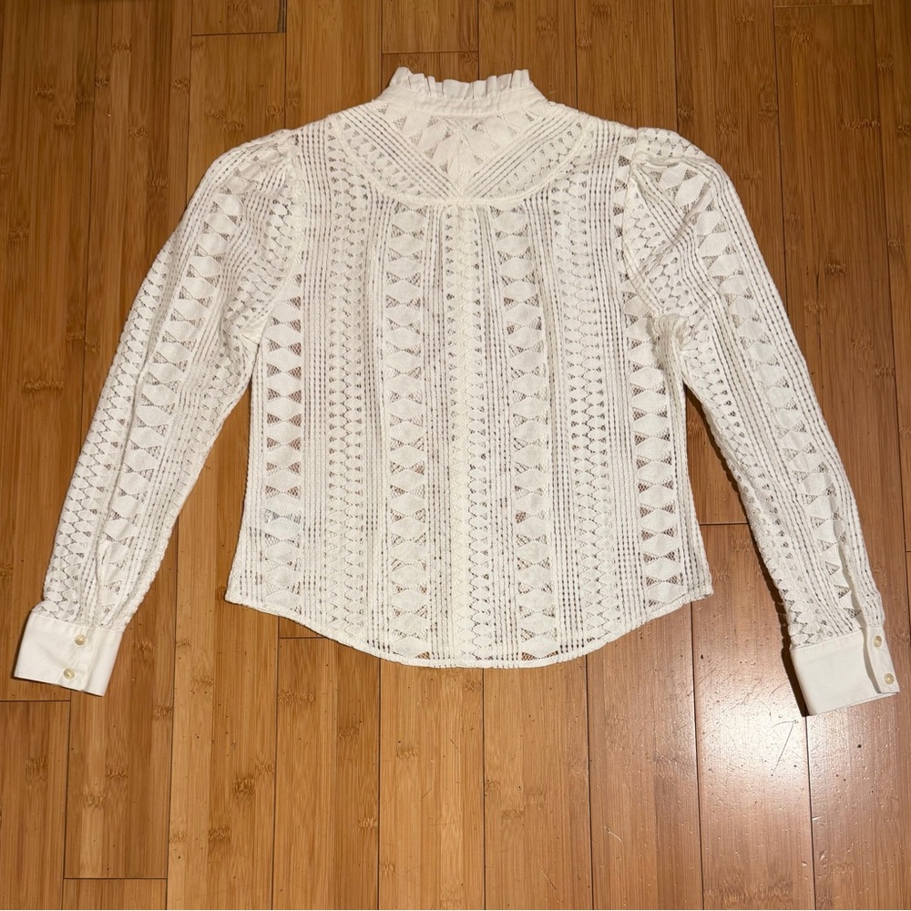 Anthropologie Meadow Rue Lace Long Sleeve Top White / Cream Size 2 - Picture 5 of 16